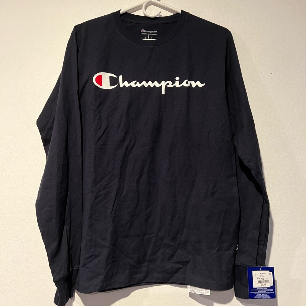 Navy Blue Champion Long Sleeve Adult Small